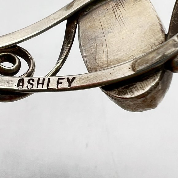 Vintage Navajo Cuff Bracelet by Monroe Ashley Sterling Silver Turquoise Signed - Picture 10 of 13